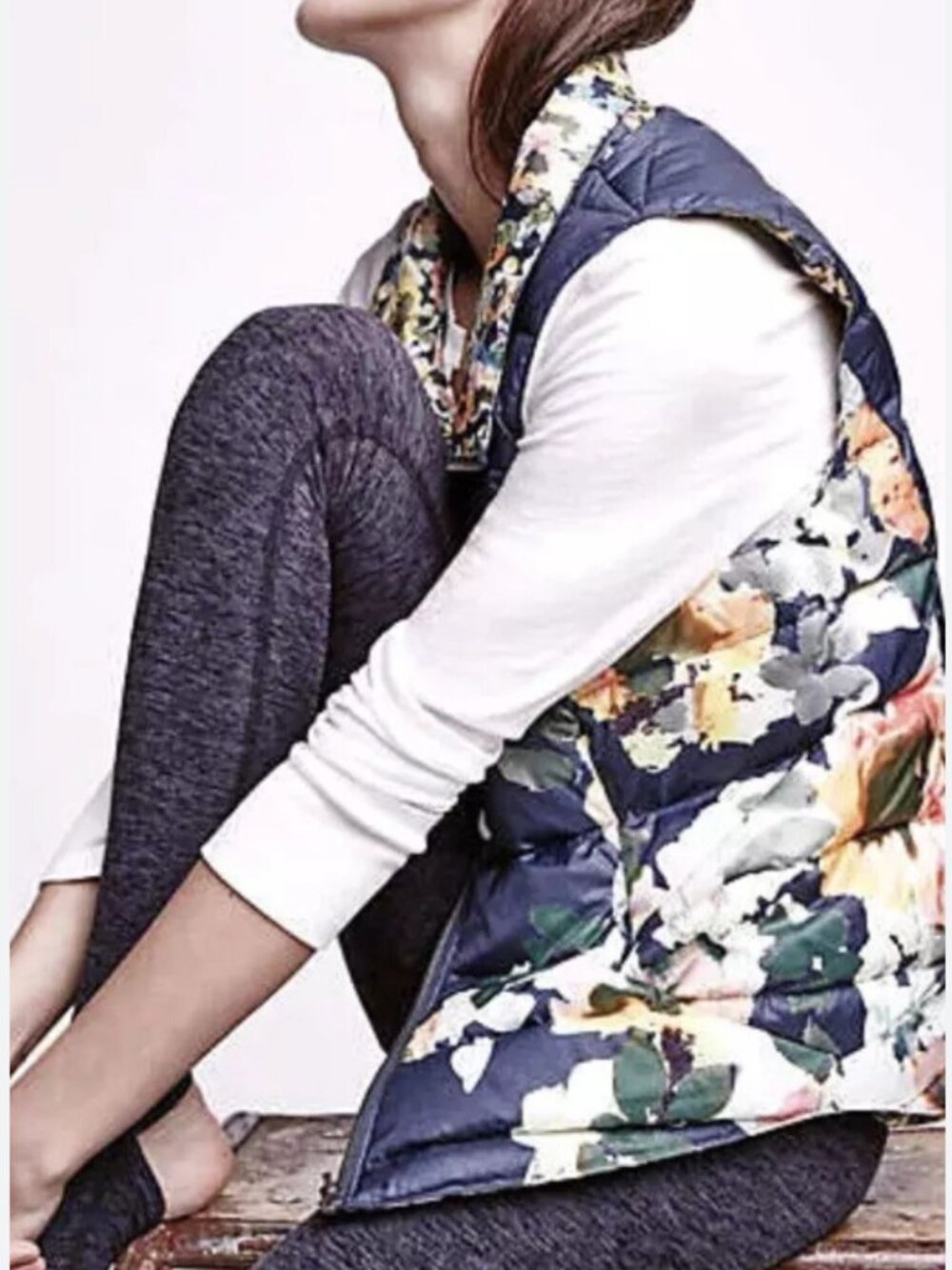 Anthropologie Pure + Good Aquaflora reversible puffer vest